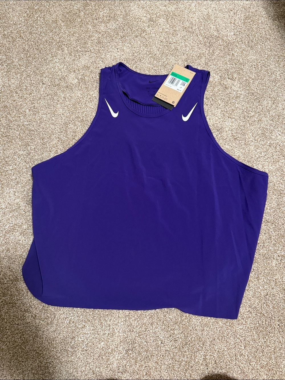 Nike Purple Sleeveless Dri-FIT Tank with White Swooshes-NWT